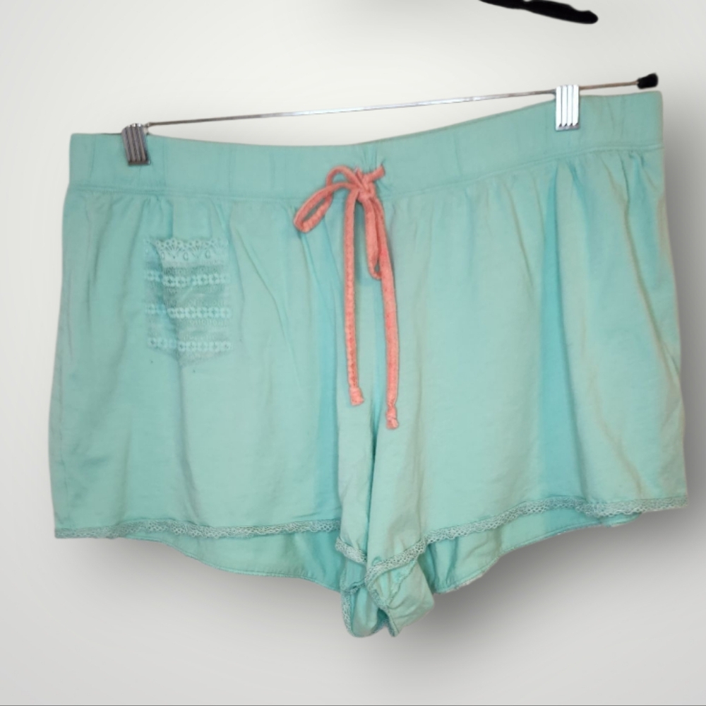 Caciaque Mint Green Lounge Shorts with Pink Drawstring size 18 20